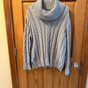 Ralph Lauren Light Gray Cable Knit Turtleneck Sweater XL